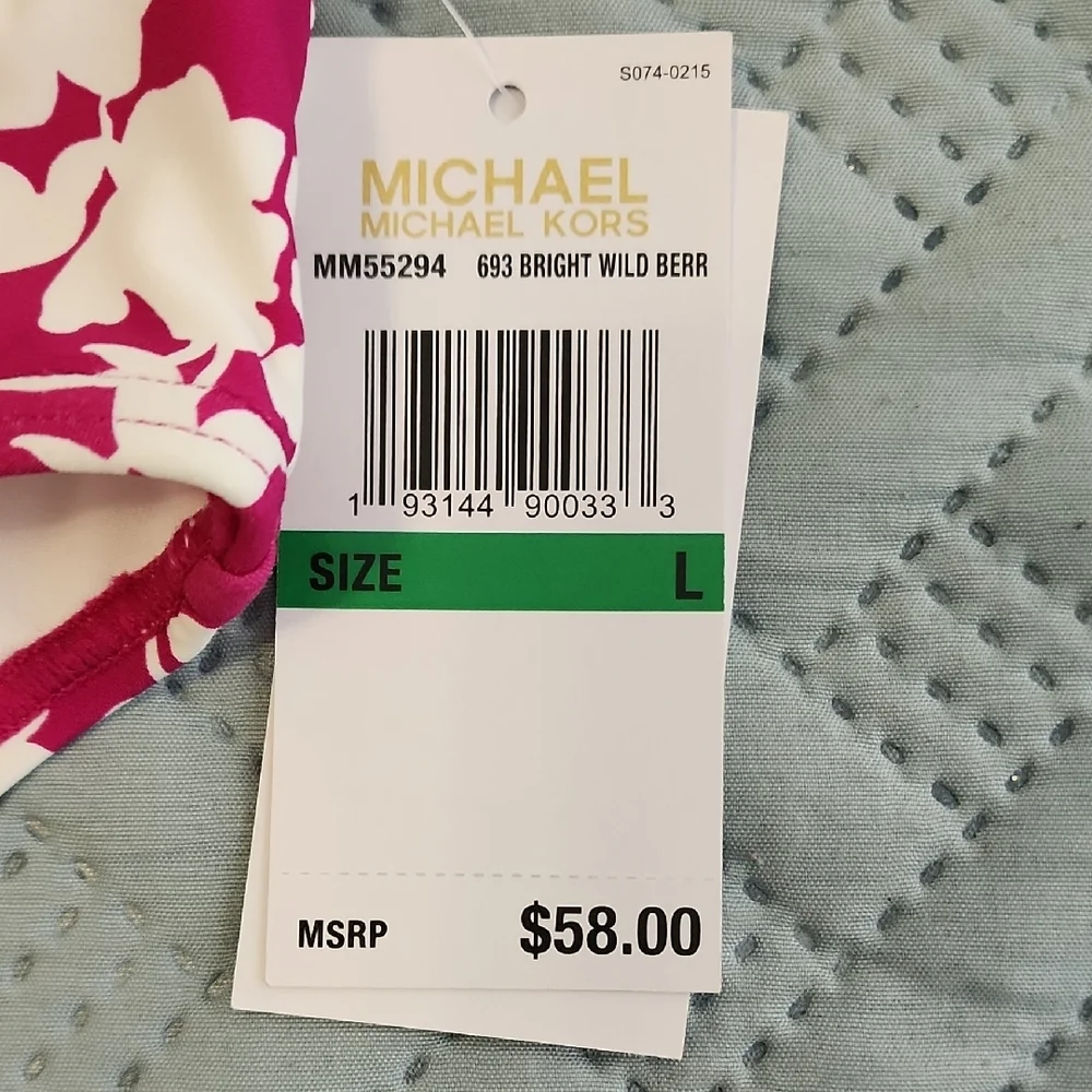 Michael Kors Bright Wild Berry Floral Bikini Bottom - Picture 2 of 6